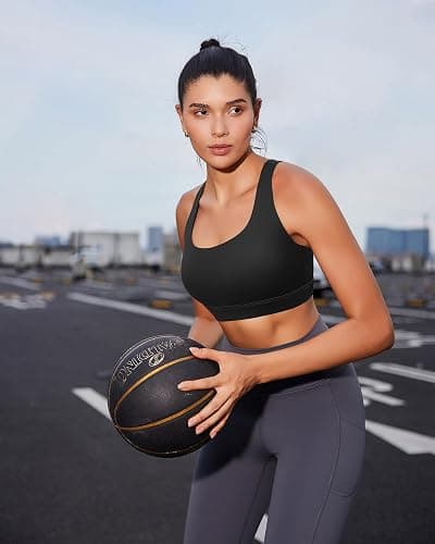 RUNNING GIRL Sports Bra for Women,Molded Cup Strappy Running High Impact Sports Bra with Sewn in Pads thumbnail 4