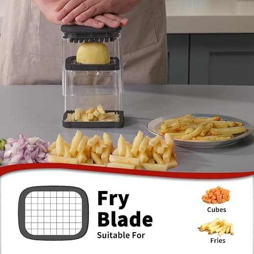 French Fry Cutter, Solucky Potato Onion Cutter, Professional Homestyle Vegetable Chopper Dicer, Great for Potatoes Carrots Cucumbers Zucchini Peppers 3/8 inch Blade(Only 1 Blade) thumbnail 7