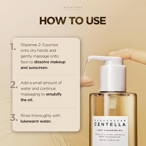 SKIN1004 Madagascar Centella Light Cleansing Oil 6.76 fl.oz, 200ml | Gentle Oil Cleanser for Face, Korean Facial Cleanser, Double Cleansing thumbnail 7