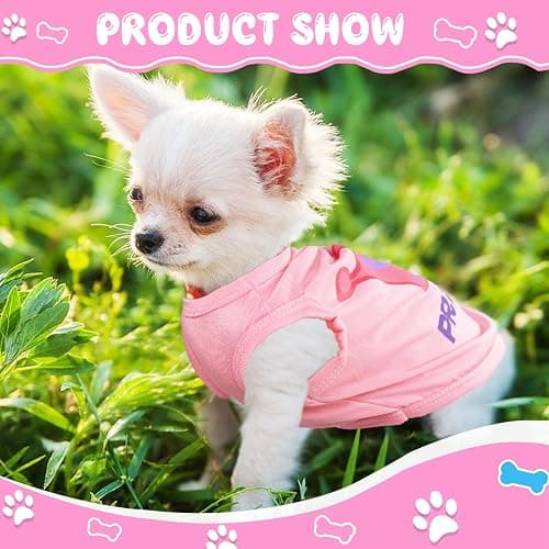 4 Pieces Dog Clothes for Small Dogs Girl Soft Puppy Shirt Cute Chihuahua Teacup Dog Clothes Female Dog Shirts Breathable Pet Clothing Pink Girl Doggie Clothes (XX-Small) thumbnail 3