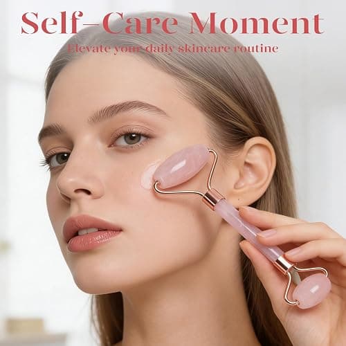 BAIMEI IcyMe Rose Quartz Roller & Gua Sha Set, Cooling Face Roller for Depuffing & Lymphatic Massage, Sculpting Tool for Face, Eyes & Neck, Smooth Skincare Gift for Women and Men thumbnail 7