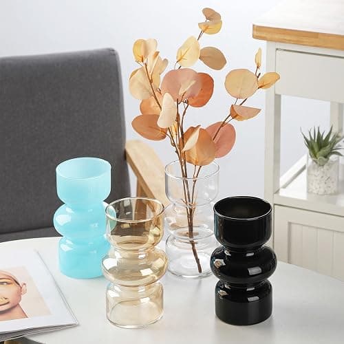 VanEnjoy Pink Glass Hydroponic Vase, Colored Glass vase Flower, Three-Layer 7 inch Cylinder vase for Home Décor, Modern Glass Vase for Home, Office, Wedding thumbnail 6