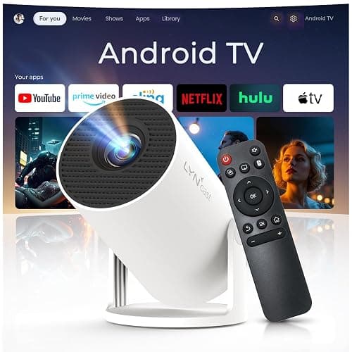 Auto Keystone, Mini Projector WiFi 6 and Bluetooth 5.4 Built-in Android 11, 1080P 4K Support Portable Projector LYNCAST 180°Rotatable Upgrade HY300pro+ Projector for Home,Outdoor Use OptiBarrel 500 - Image 1