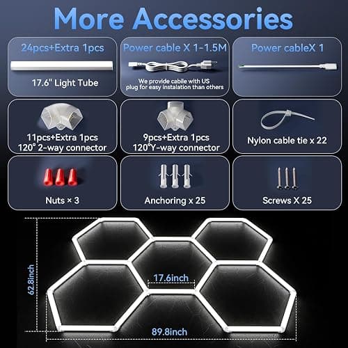 LZHOME Hexagon 5000K LED Garage Lights: 25 Pack Updated 1.31-inch Wider Size,26300LM Super Bright Hex Lighting Ceiling LED Shop Light for Garage, Car Detailing, Workshop, Warehouse, Gym, Basement thumbnail 4