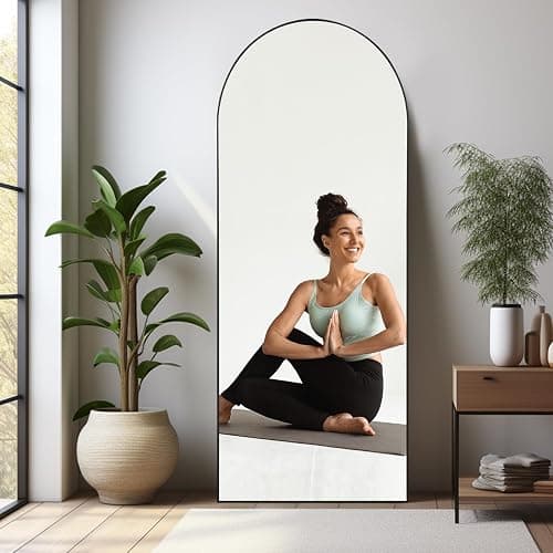 LunaMirror Gewölbter Spiegel Ganzkörperspiegel 192 x 85 cm Stehspiegel Bodenspiegel Groß Standspiegel für Schlafzimmer Wohnzimmer Flur Eingang Wandspiegel Schwarzer thumbnail 6