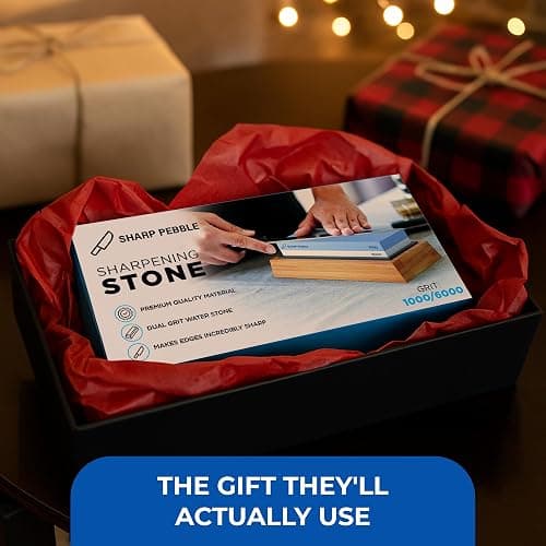 Sharp Pebble Premium Whetstone Knife Sharpening Stone 2 Side Grit 1000/6000 Waterstone- Whetstone Knife Sharpener- NonSlip Bamboo Base & Angle Guide thumbnail 9