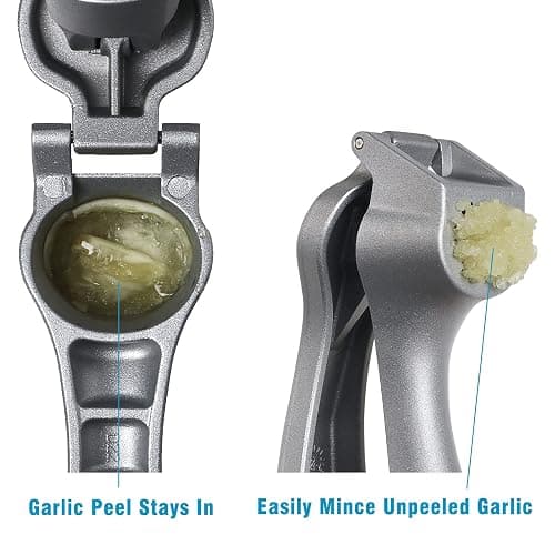 Garlic Press, Garlic Mincer Easy-squeeze Ergonomic Handle, Rust Proof, No Need To Peel, Professional Ginger Press & Garlic Crusher with Handy Cleaning Brush- Dishwasher Safe thumbnail 5