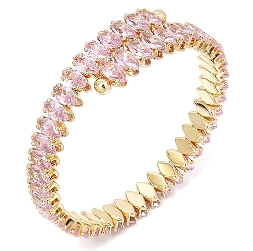 Wovanoo Rhinestone Cuff Bracelet Cubic Zirconia Tennis Bracelets Open Adjustable Elastic Bangle for Women - Image 1