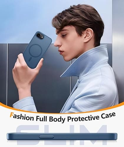 FNTCASE for iPhone 17e/ iPhone 16e Case, Fit for Magsafe, Screen Protector | Matte Magnetic Back, 14FT Military Grade Drop Protection, Shockproof Protective Phone Cover, Full Blue thumbnail 6