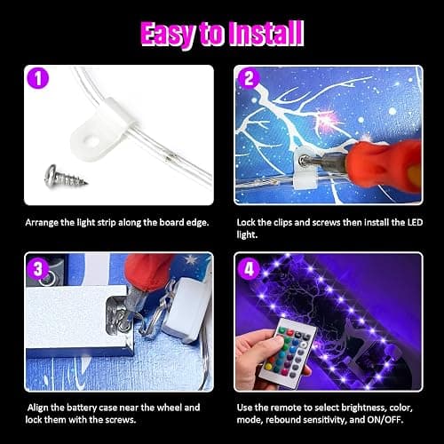 Eliteemo LED Skateboard Light, Longboard & Shortboard, 16 Colors | Remote Control, Waterproof & Shockproof Design, Super Bright Night Display, Kids Gift thumbnail 5