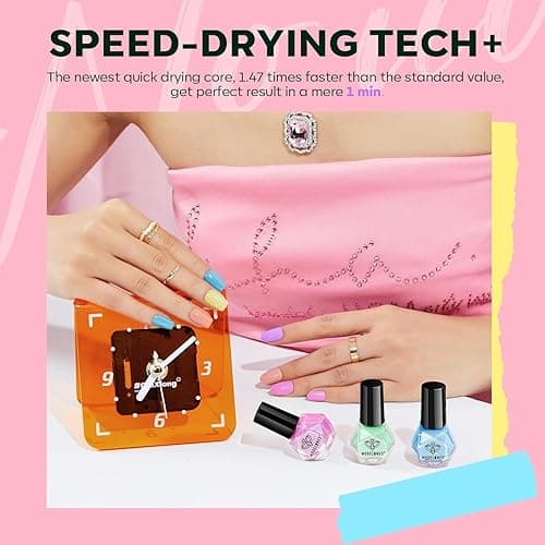 modelones Nail Polish Set, 6 Colors 2025 Summer Macaron Pastel Nail Polish Soft Pink Purple Blue Green Orange Quick Dry Nail Polish Kit Salon Home DIY Manicure Kit Gift For Women Girl - A07-Macaron thumbnail 4