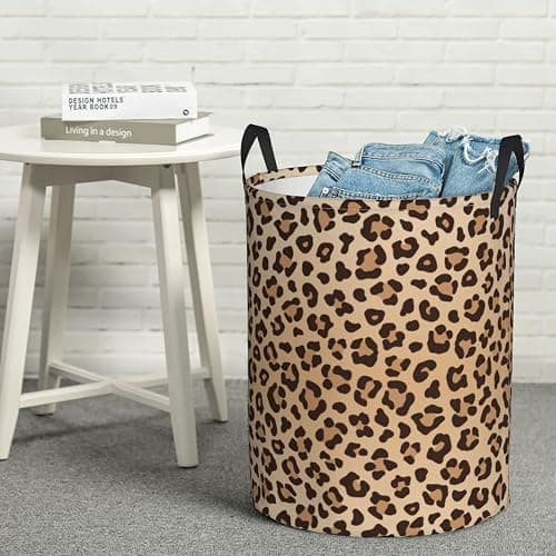Gbuzozie Leopard Print Round Laundry Hamper Animal Skin Texture Storage Basket Toys Clothes Organizer Bin For Home Bathroom Bedroom Dorm Nursery, 38l thumbnail 8