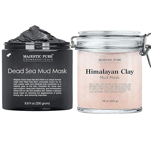 Majestic Pure Dead Sea Mud Mask and Himalayan Clay Mask Bundle – Natural Skin and Face Care for Women and Men - Image 1