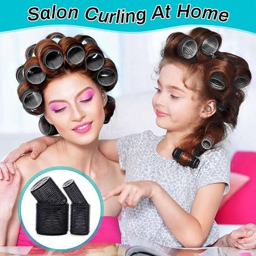 Selizo Hair Curlers 36 Pcs Set with 24Pcs Hair Curlers 4 Sizes and 12 Pcs Hair Clips for Long Medium Short Thick Hair, Black thumbnail 2
