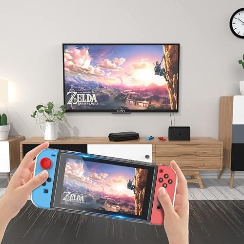 HEYSTOP Switch Case Compatible with Nintendo Switch, 9 in 1 Accessories kit with Carrying Case, Dockable Protective Case, HD Screen Protector and 6pcs Thumb Grips Caps thumbnail 10