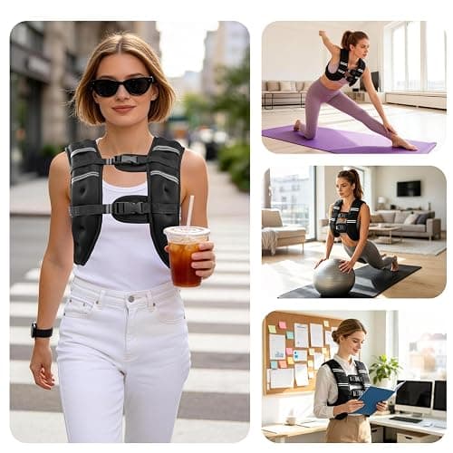 Zikopomi Weighted Vest Woman Man, 6lb/8lb/12lb/16lb/20lb/25lb/30lb Weight Vest with Reflective Stripes for Workout, Strength Training, Running, Fitness, Muscle Building, Weight Loss, Rucking Vest thumbnail 6
