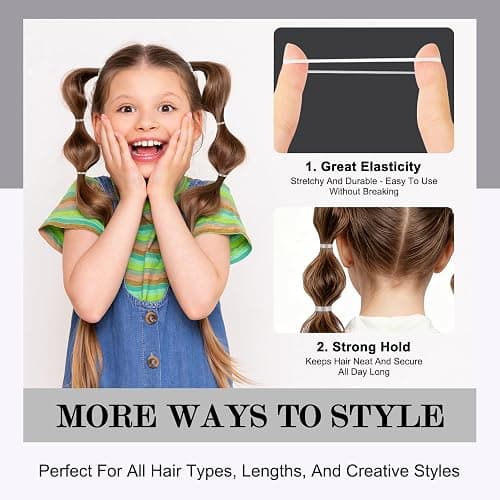 Flareann 2000pcs Clear Elastic Hair Bands – Hair Ties, Rubber Hair Ties & Soft Hair Elastics, No-Snag Durable Accessories for Women & Girls thumbnail 4