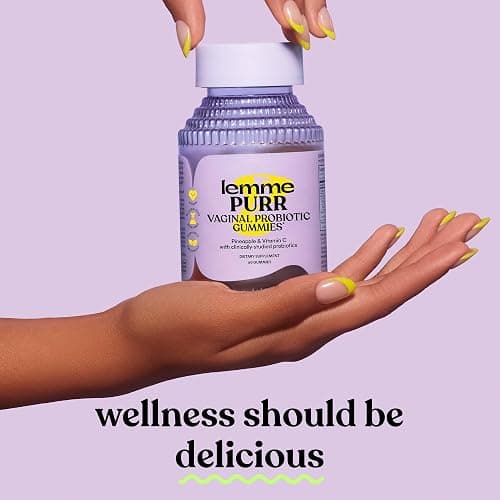 Lemme Purr Vaginal Probiotic Gummies for Women - Balanced pH, Healthy Odor, Yeast Balance & Flora Support + Vitamin C for Immune Health - Tasty Pineapple (60 Count) thumbnail 7