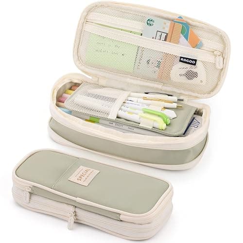 Large Capacity Pencil Case, Pencil Case for Adult, Cute Pencil Case, Pen Pencil Organizer for Stationery Supplies Marker Highlighter for Middle High School Student Kids Adult(Green) - Image 1