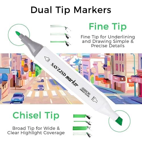 SAVZJSD 168 Colors Alcohol Markers, Dual Tip Markers for Kids or Adults in Coloring, Painting(Fine & Broad) thumbnail 3