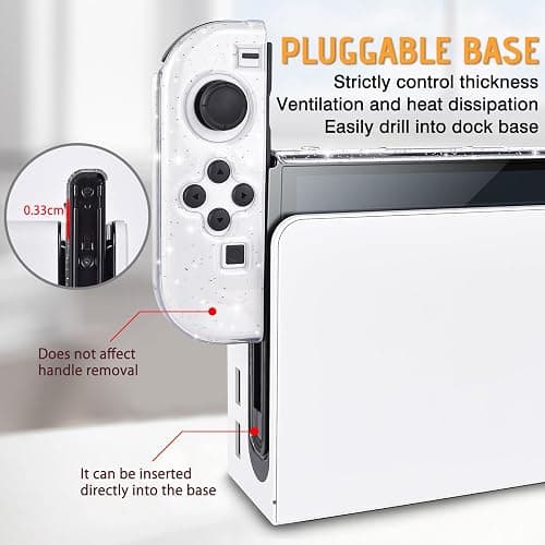 DLseego Protective Glitter Case Compatible with Switch OLED Console - Updated Version, Bling Soft TPU Cover with Shock-Absorption and Anti-Scratch Design - Crystal thumbnail 5
