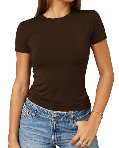Abardsion Women's Casual Basic Slim Fit T Shirts | Summer Clothes 2026 Going Out Crop Tops Short Sleeve Crew Neck Ladies Tees - Image 1