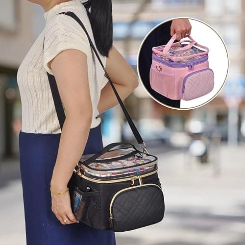Remobia Hicol Professional Marker Organizer Case for 120 Markers, Portable Travel Art Supply Marker Storage Carry Bag with Dividers and Shoulder Strap (Black) thumbnail 6