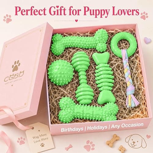 CGBD Puppy Toys, 6 Pack Dog Chew Toys for Puppy, Cute Green Small Dog Toys Teething Toys for Puppies, Soft Durable Interactive Chew Toy for Small Dogs thumbnail 7