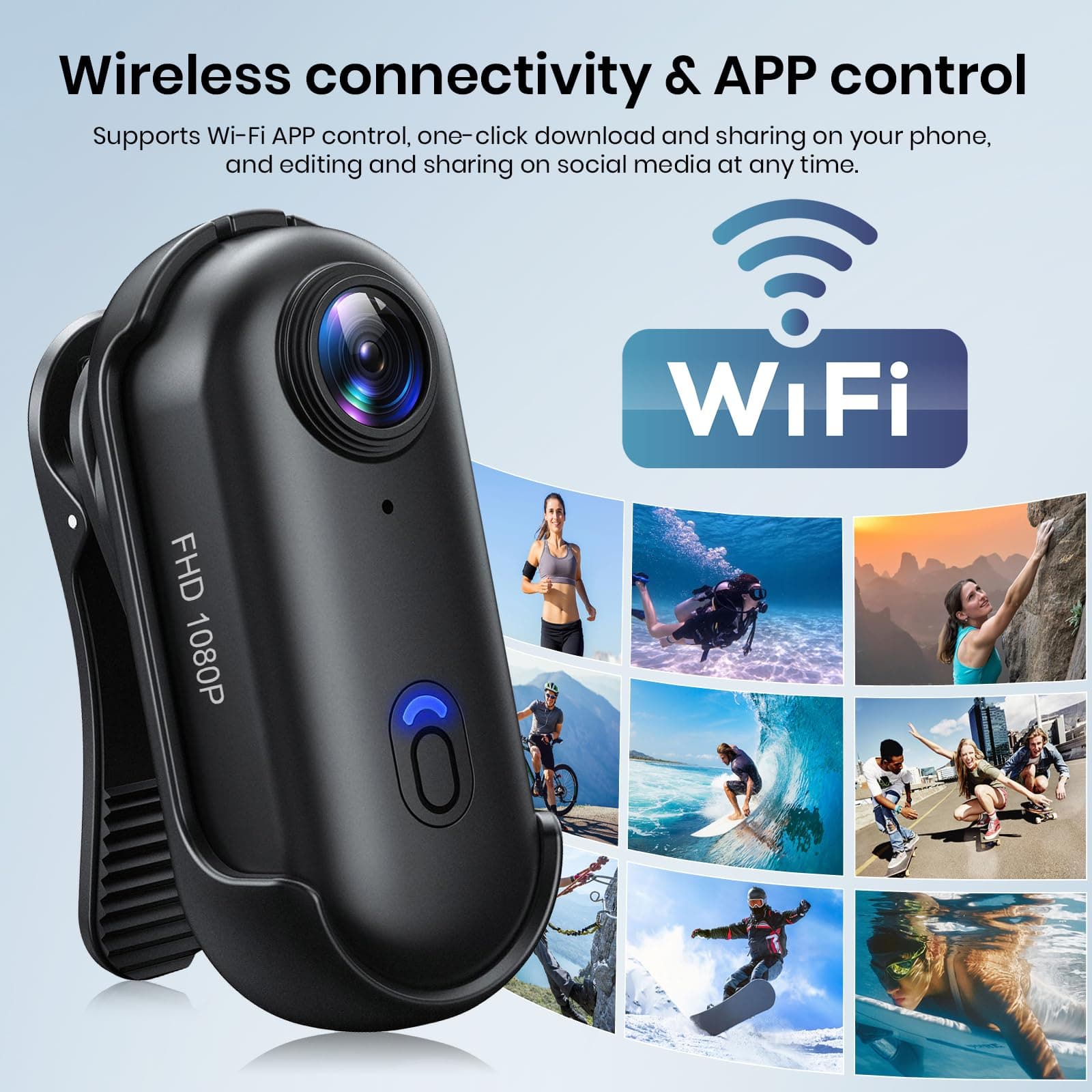 Poat 360°Action Camera, Mini POV Portable Body Camera, Underwater Camera 30m Waterproof, WiFi Wearable Video Recorder 120° Wide Angle, 10+ Accessories – Cycling Travel Pet Walking Sports(64G-Card) thumbnail 6