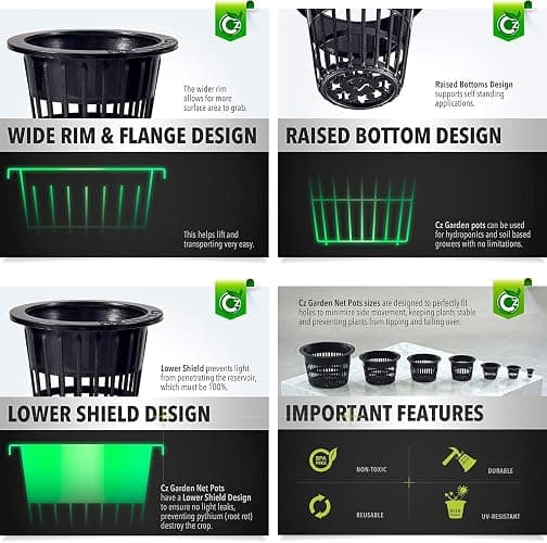 4 inch Net Pots Cz Garden All Star Round Heavy Duty Net Cups WIDE LIP Design - Orchids, Aquaponics, Hydroponics Slotted Mesh thumbnail 7