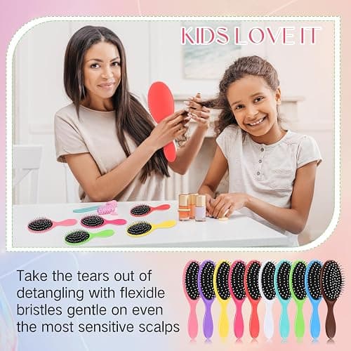 Suclain 30 Pieces Wet Hair Brushes for Women Travel Detangling Brush Soft Bristles with Cushion Base Drying Detangler Small Hair Brushes for Women, 10 Colors thumbnail 3