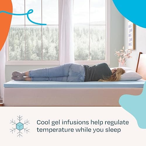 Linenspa Memory Foam Mattress Topper - 2 Inch Gel Infused Memory Foam - Plush Feel - Cooling and Pressure Relieving - CertiPUR Certified - Dorm Room Essentials - Twin XL Size thumbnail 3