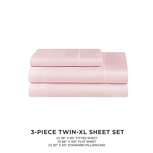 Juicy Couture Twin XL Size Satin Bed Sheet Set, Deep Pocket Silky Twin XL Sheet Set with 1 Fitted Sheet, 1 Flat Sheet, 1 Pillow Case, Wrinkle Resistant and Anti Pilling Bed Sheets - Pink thumbnail 6