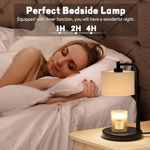 NITOWOLF Candle Warmer Lamp with Timer, Candle Wax Warmer Adjustable Height Candle Lamp Warmer for Jar Candles, Christmas Gifts House Warming Gifts for Women (Black-Upgrade) thumbnail 4