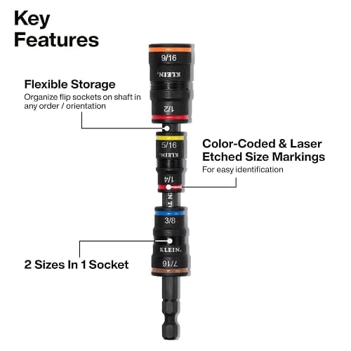 Klein Tools 32303HD Impact Driver Set, 20-in-1 SAE Impact Rated Sockets and Screwdriver Tool with Phillips, Slotted, Square and Torx Tips thumbnail 4