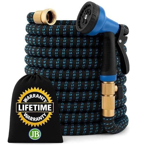 J&B XpandaHose 100ft Expandable Garden Hose – Ultra-Strong 3750D, 4-Layer Latex Core, Brass 3/4" Connectors, 10-Pattern Nozzle & Storage Bag – Lightweight, Kink-Reducing, Leak-Resistant thumbnail 5