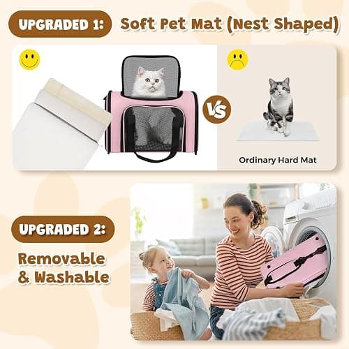 FOORLON Soft Sided Pet Carrier - TSA Approved Collapsible Waterproof Travel Carrier for Small/Medium Cats Dogs Puppies (Up to 15lbs) - Pink thumbnail 4