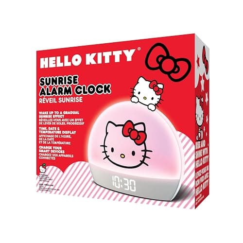 Hello Kitty Sunrise Alarm Clock - Multicolor Lights, USB Charging, LED Display, and Snooze Function thumbnail 6