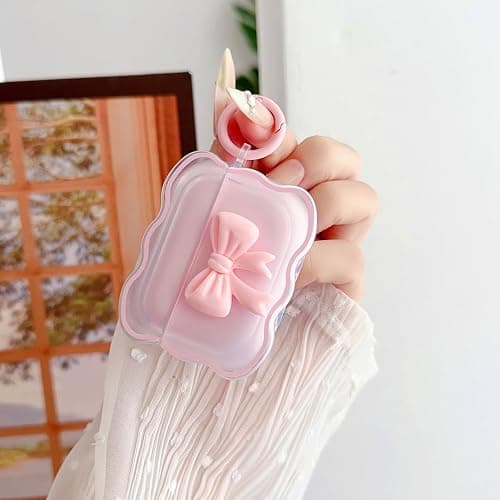 Cute AirPods Pro 2/1 Gen Clear Case, Girly 3D Bow Design Soft TPU Protective Shockproof Kawaii Apple iPod Pro 2nd/1st Generation Cover with Cleaner Pen & Keychain Girls Women 2023/2022/2019 - Pink - Bow Pink+Cleaner Kit thumbnail 3