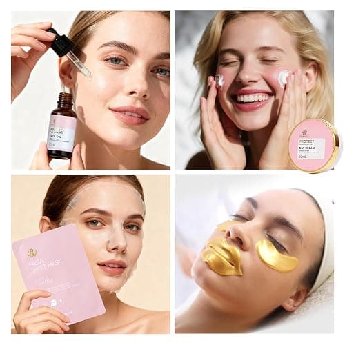 Rose 23 Pcs Facial Skin Care Set, Luxury Bath and Body Gifts for Women, Spa & Self-Care Gifts, Sheet Mask, Eye Mask, Gua Sha, Cream, Face Oil, Birthday, Christmas, Valentines, Mother Day, Girlfriend thumbnail 2