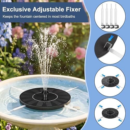 Mademax Solar Bird Bath Fountains, Upgrade 1.4W Solar Fountain Pump with 8 Nozzles & 4 Brackets, Free Standing Floating Solar Powered Water Fountain Pump for Bird Bath, Garden, Pond, Pool, Outdoor thumbnail 3