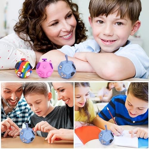 UOOEFUN Small Fidget Toys,12 Sided Fidget Toys,Mini Cube Toys Relief Stress,Autism and Anxiety Depression Anti for Kids Adults Improve Focus (Grey) thumbnail 7