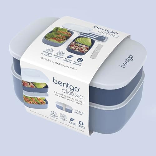 Bentgo Classic - Adult Bento Box, Stackable 3-Compartment Lunch Box with Removable Utensil Set and Sealing Strap, BPA-Free, Food Container Ideal for Meal Prep, Work, and On the Go (Slate) thumbnail 7