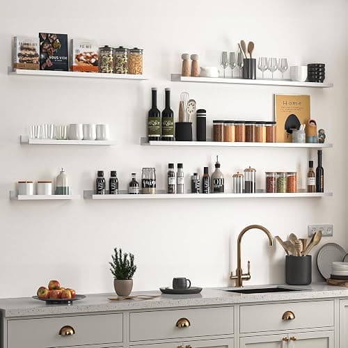 Heimlove Picture Ledge Shelf, Floating Shelves Set of 2, 16 Inches Picture Shelf for Wall with Ledge, Kids Bookshelf Wall Mounted for Living Room Bedroom Decor Books Photo Frames - White thumbnail 4
