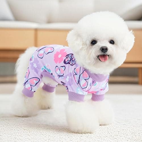 XPUDAC 4 Pack Dog Pajamas Soft Strechy Summer Dog Pjs Puppy Clothes for Small Medium Dogs Boy Girl Cat Pet Outfits, M thumbnail 3