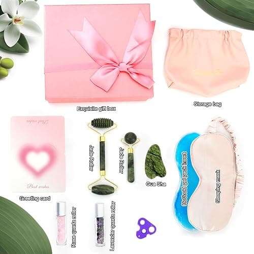 Skincare Gifts for Teen Girls, Jade Roller Gua Sha Facial Spa Tool Set | Christmas Gift for Teen Girl Ages 10 11 12 13 14 15 16 17 18,Tween Girl Daughter Girlfriend Birthday Gift Basket Stuffers thumbnail 2