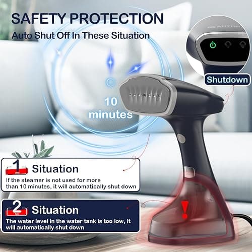 BEAUTURAL Handheld Garment Steamer for Clothes, Handheld steamer with Foldable Design, Easy to Remove Wrinkles, 1500W, 25-Second Fast Heat up, 2 Steam Level Setting with Continuous Steaming thumbnail 7