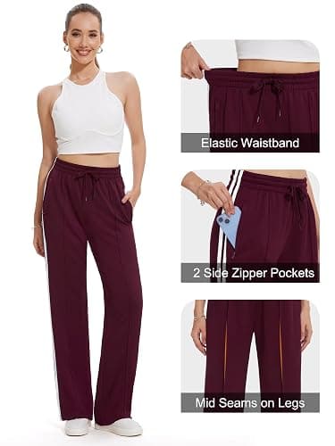 Tapata Women's 28/30/32/34 Inseam Track Pants Loose Straight Leg Jogging Sweatpants Warm-Up Sports Athletic Running thumbnail 5