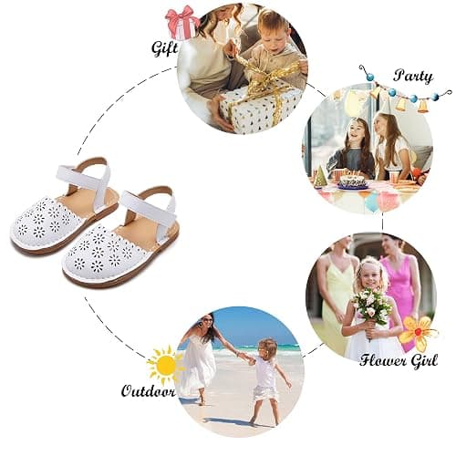 Felix & Flora Toddler Girls Sandals Soft Rubber Princess Flat Shoes Summer Flower Girl Shoes thumbnail 5