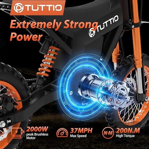 Tuttio Soleil 01 Electric-Dirt-Bike Soleil 01 BF Electric-Bike with 48V 21Ah Removable Battery, 37MPH, 14"/12" Fat Tire E-Motorcycle for Mountain Off-Road Teens Adults, Fit Age 13+ thumbnail 3